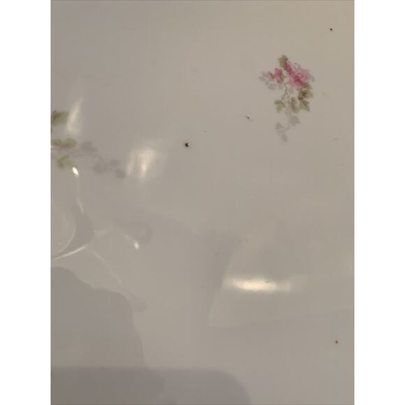Vintage Imperial H & C Carlsbad Austria Large 19" Platter Pink Floral Green Leav - Picture 6 of 11